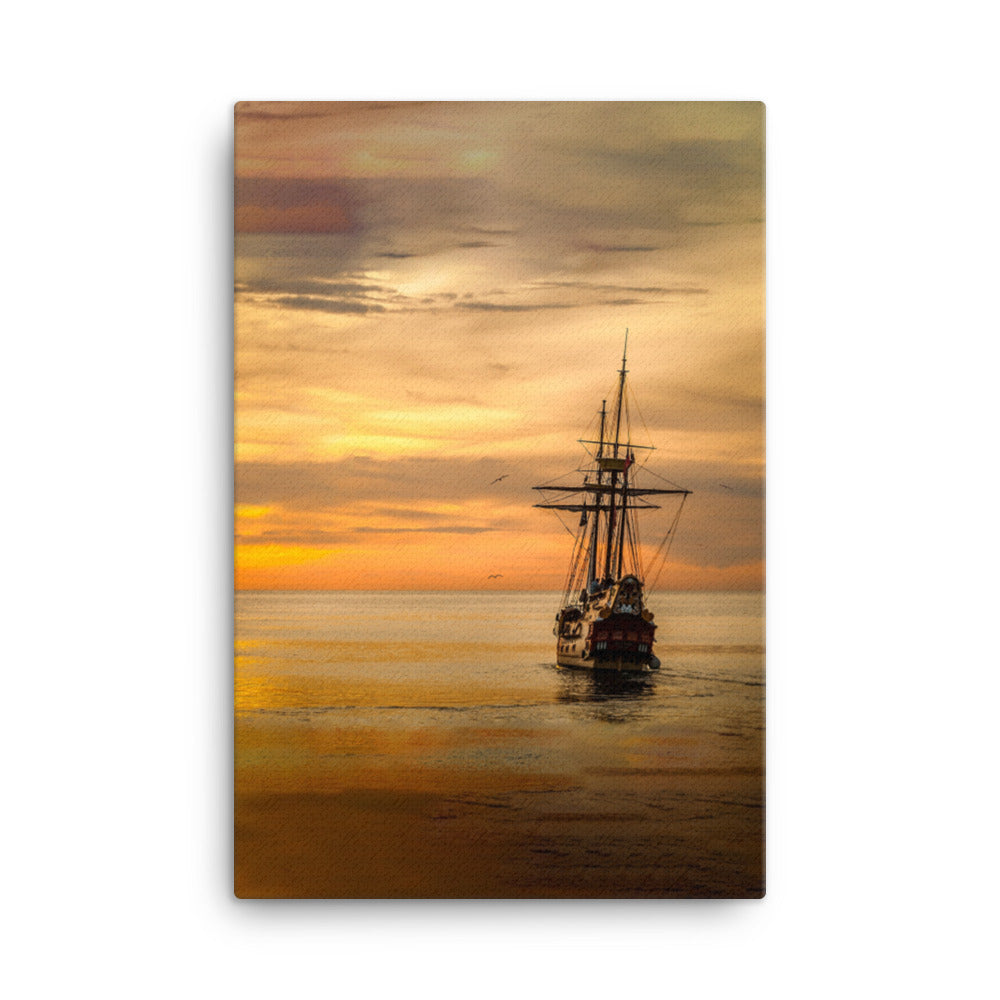 Leinwand - Schiff im Sonnenuntergang Kuratoren von artlia 61x91 cm artlia