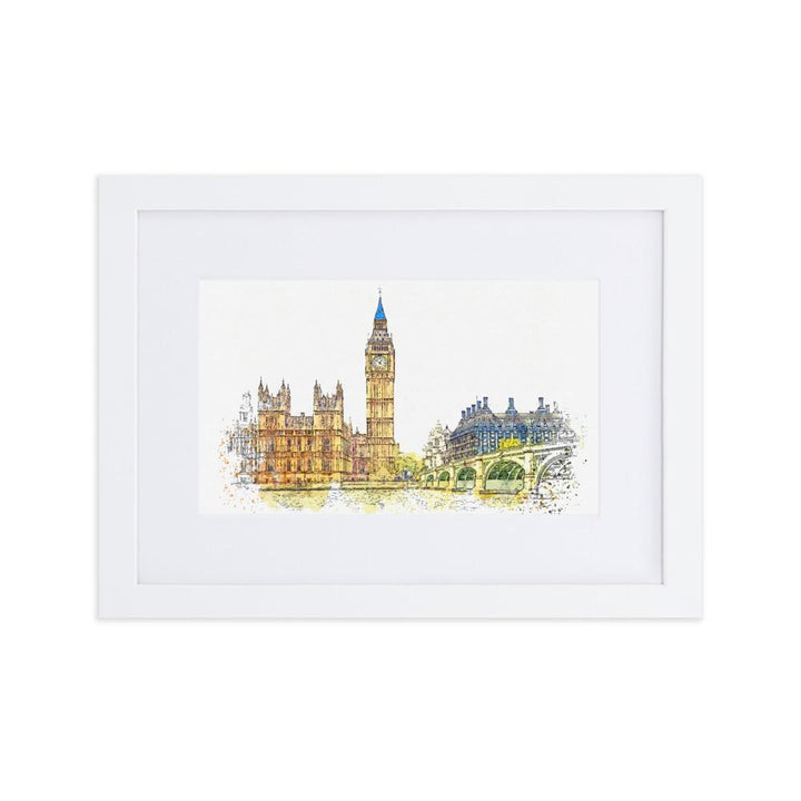 London in Orange - Poster im Rahmen mit Passepartout Kuratoren von artlia Weiß / 21×30 cm artlia