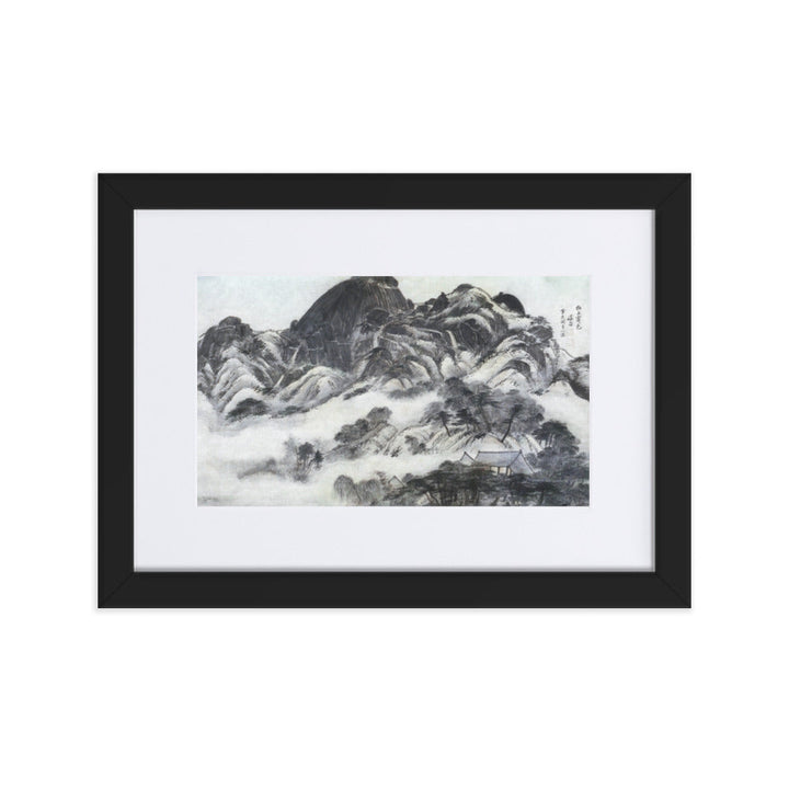 Moutain after Rain, Inwangjesaekdo - Poster im Rahmen mit Passepartout artlia Schwarz / 21×30 cm artlia