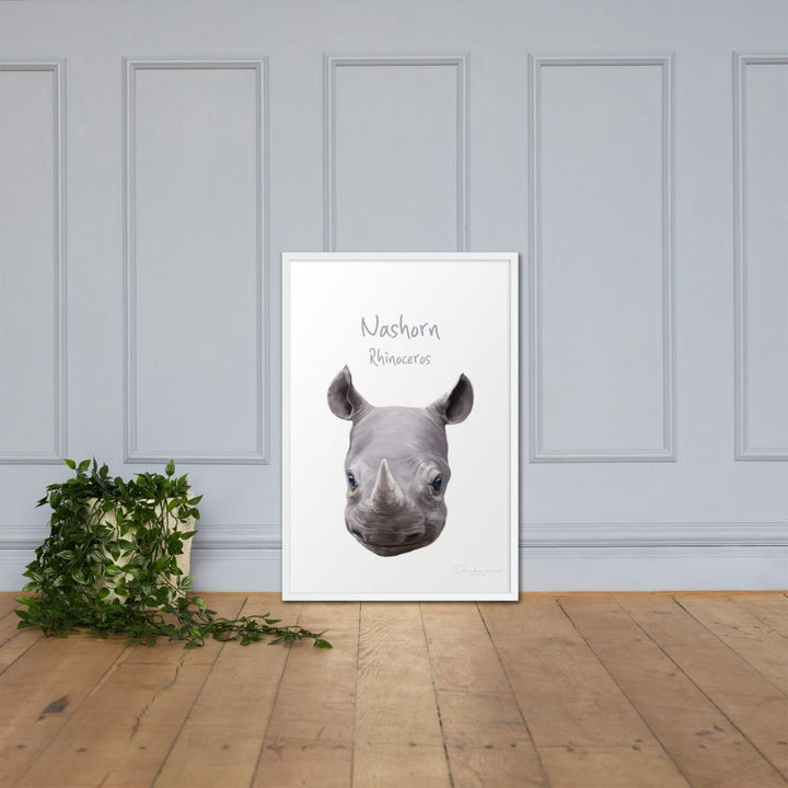 Nashorn - Poster im Rahmen dear.bon.vivant artlia