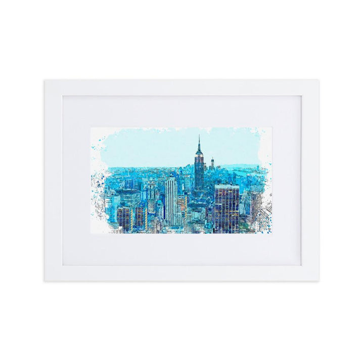 New York in Blau - Poster im Rahmen mit Passepartout Kuratoren von artlia weiß / 21×30 cm artlia