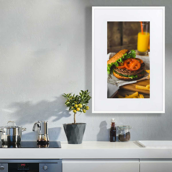 Poster mit Passepartout - Burger und Pommes Kuratoren von artlia artlia