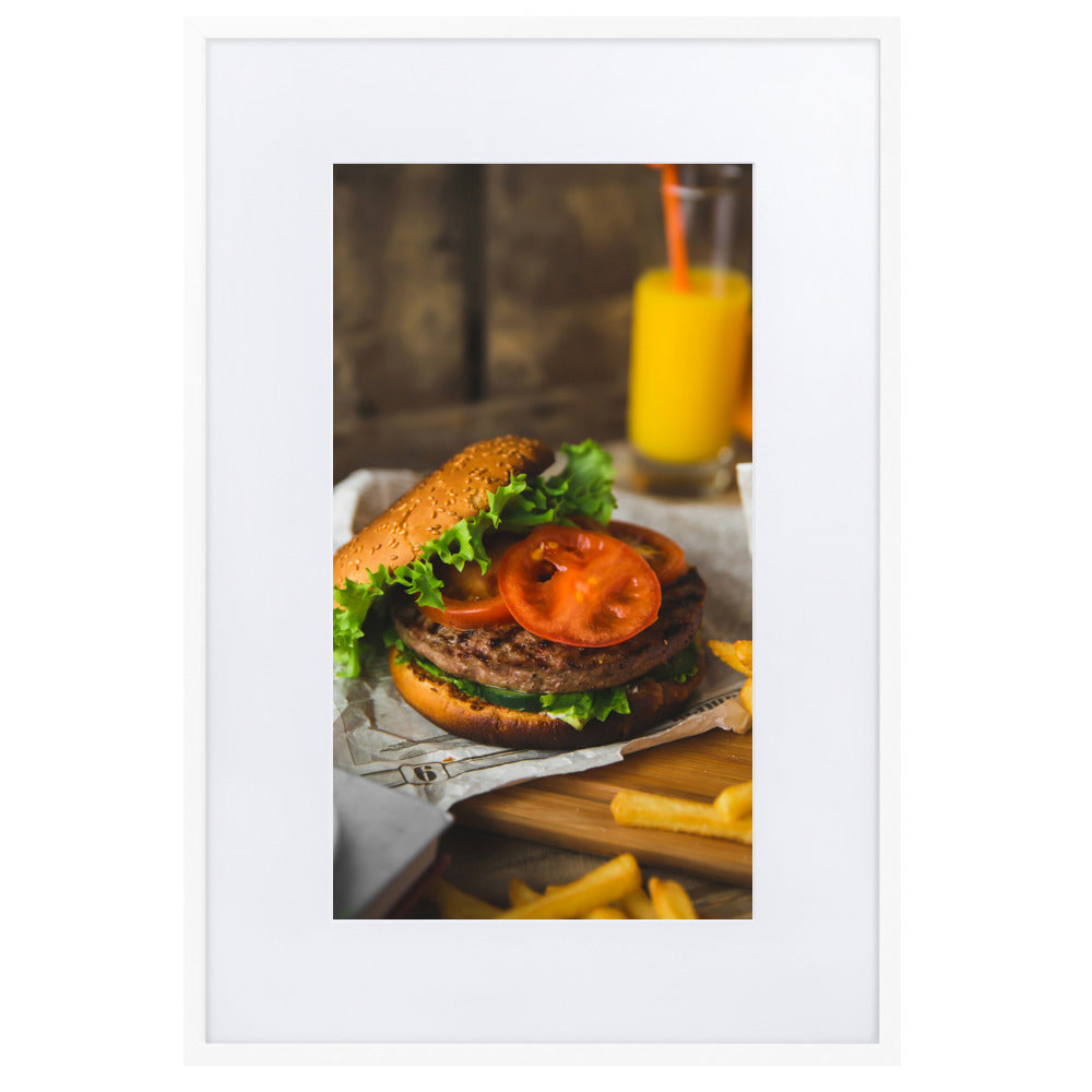 Poster mit Passepartout - Burger und Pommes Kuratoren von artlia Weiß / 61×91 cm artlia