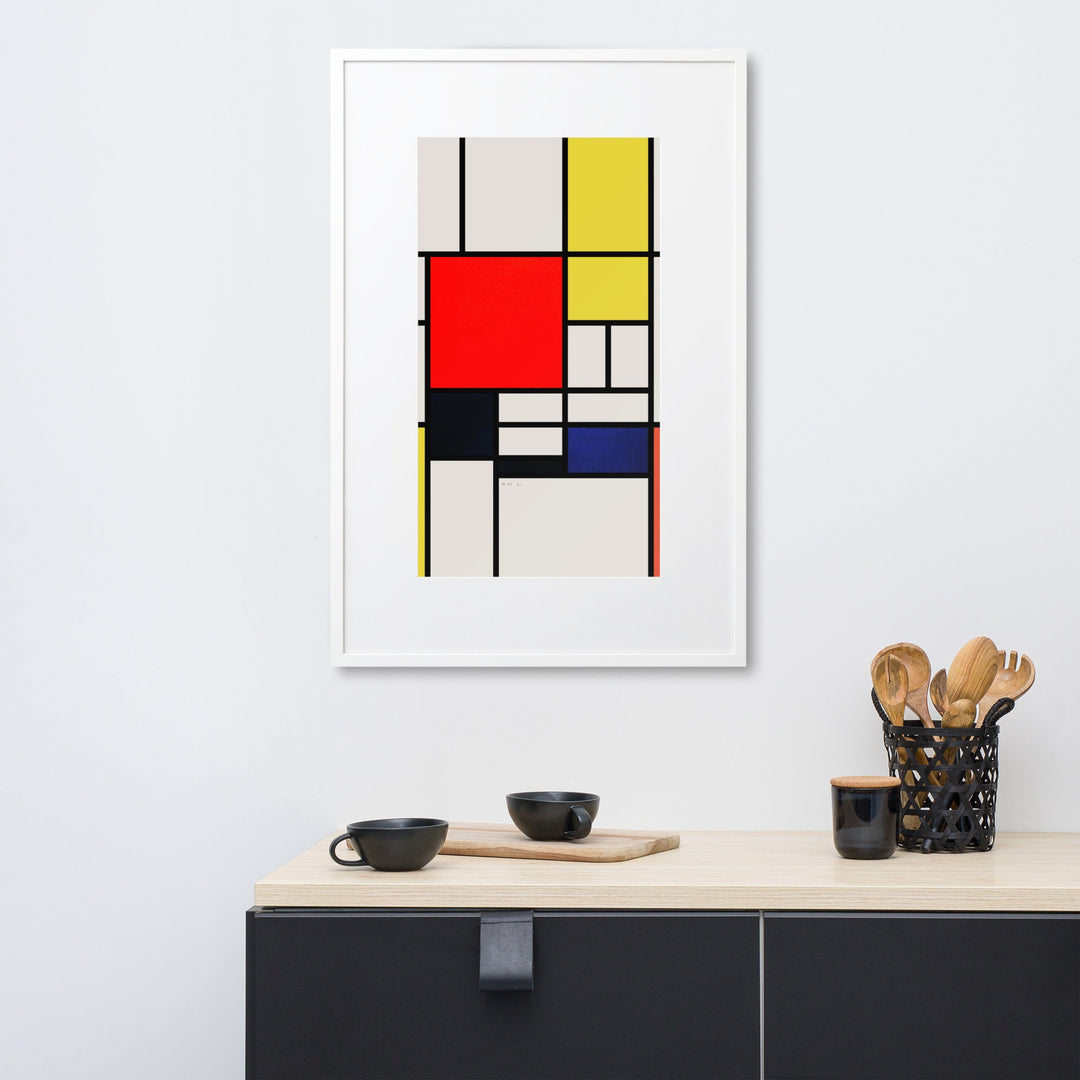 Poster mit Passepartout - Mondrian, Composition with red yellow black gray and blue Piet Mondrian artlia