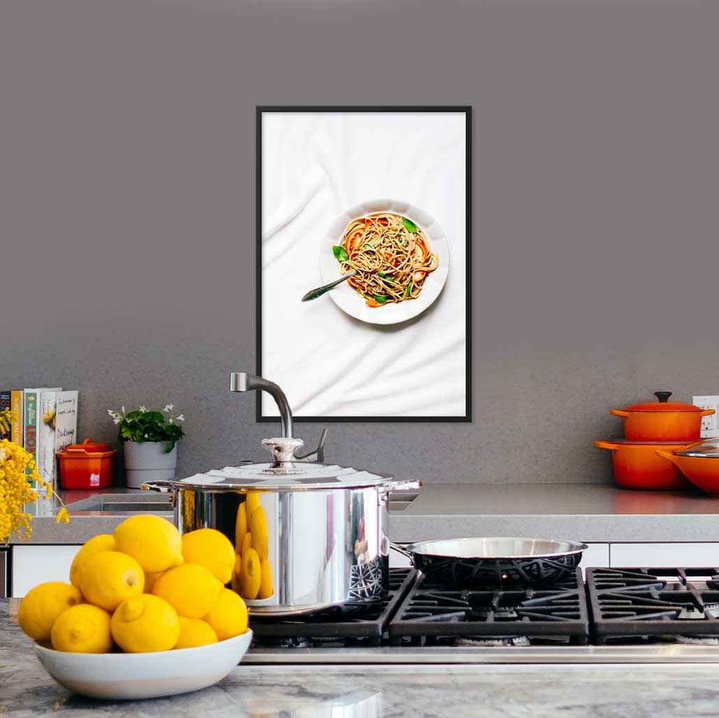 Poster mit Rahmen - leckere Spaghetti Kuratoren von artlia artlia