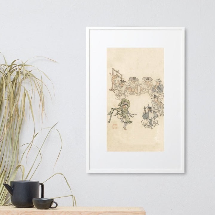 tanzendes Kind, Mudong, Kim Hong-do - Poster im Rahmen mit Passepartout Hong-do Kim artlia