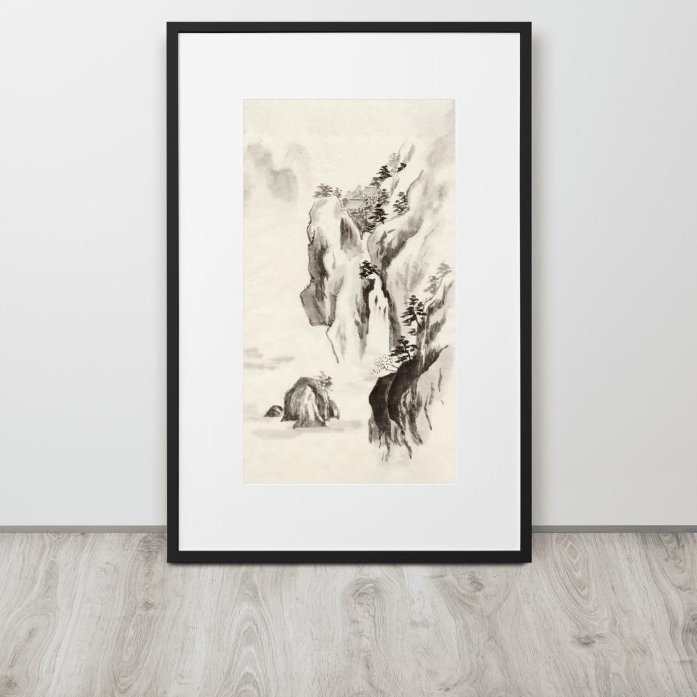 Temple in the Cliff Tempel im Felsen - Poster im Rahmen mit Passepartout artlia artlia